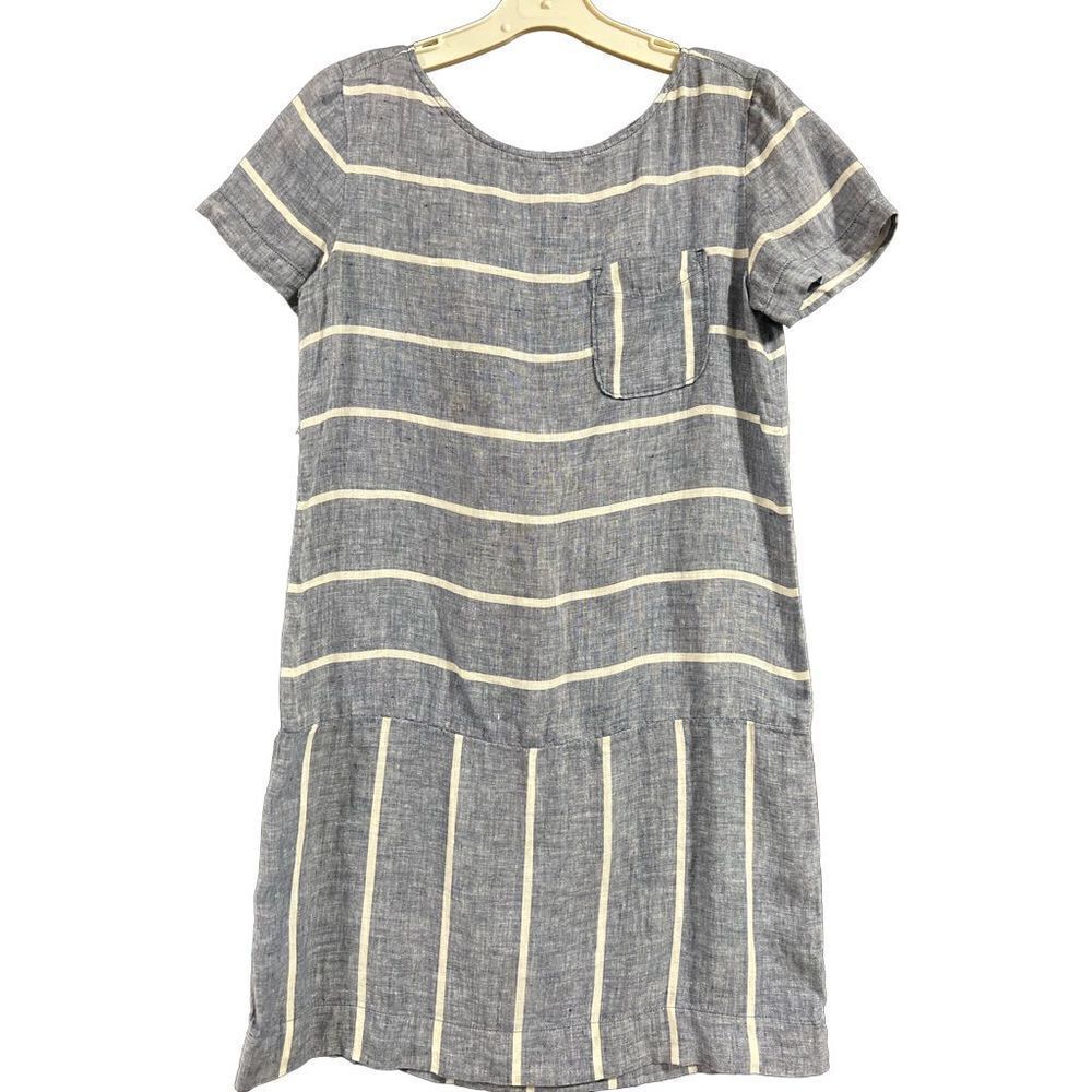 Lou & Grey Blue and White Linen Mini Dress Size XS